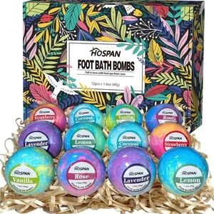 Organic Foot Bath Bombs Gift Set 12 Essential Oil Rich Mother’s Day Gift